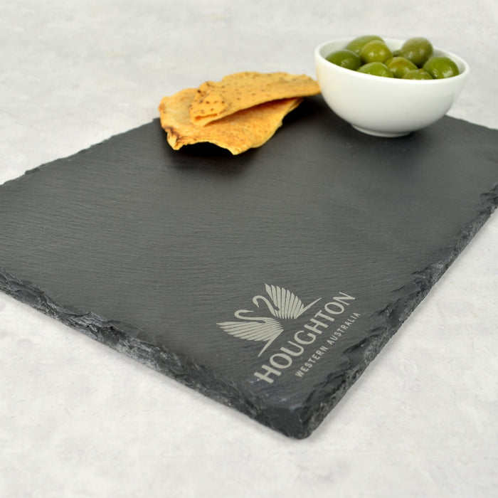 Custom Designed Engraved Corporate Logo Rectangle Slate Cheese Chopping Serving Board Employee or Client promotional Gift