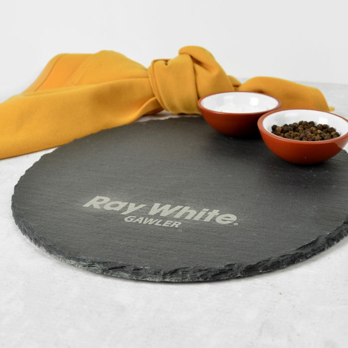 Customised Engraved Round Slate Cheese Chopping Board Corporate Gift