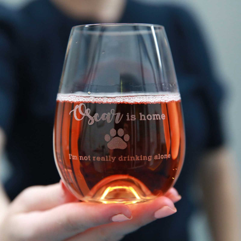 Custom Designed Engraved cheeky Dog Lover Stemless Wine Glass Christmas, Birthday, Christmas, Barware Present