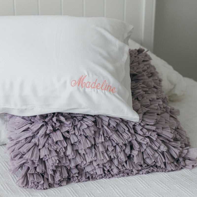 Personalised Embroidered Name Bamboo White Pillow Case Christmas Present