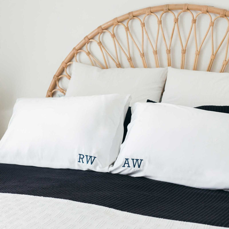 Personalised Embroidered Name Twin Set Bamboo White Pillowcase Christmas Present