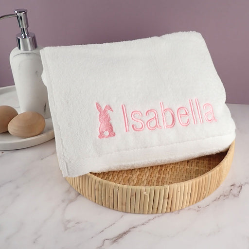 Personalised Embroidered Bunny Bath Towel for Girls