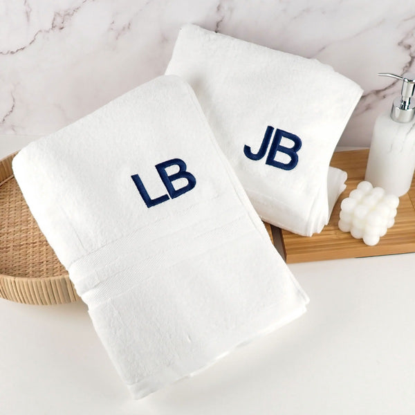 Embroidered Bath Towel Set Initials Personalised Favours