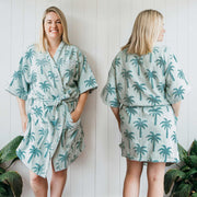 Personalised Embroidered Name Green Surf Palm Tree Robe