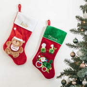 Customised Embroidered Name Bear and Train First Christmas Stocking