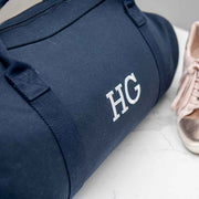 Custom Designed Embroidered Initials Navy Sports Duffle Bag Christmas Present