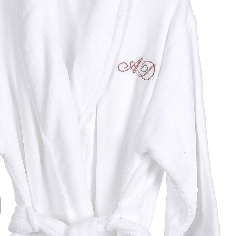 Luxury microplush robe with monogram, available in multiple sizes and colours