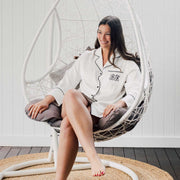 Personalised Embroidered White Satin Long Sleeve Boyfriend Shirt Christmas Gift