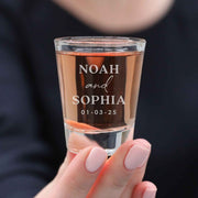 Custom Designed Engraved Wedding "Take a shot ... have tied the knot" premium shot glass bomboniere