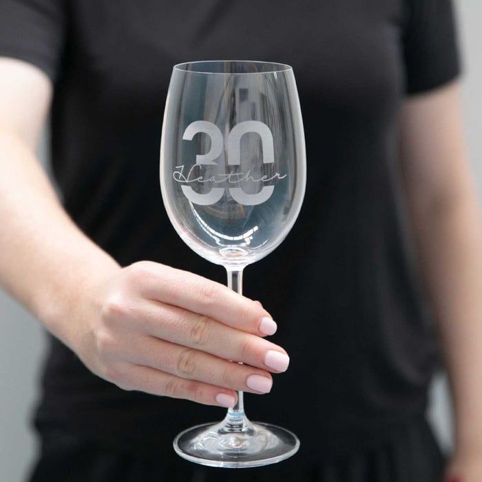 Custom Designed Engraved 30th Birthday Milestone 360ml Wine Glass Gift