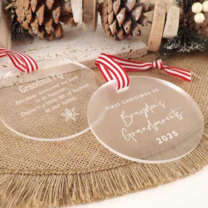 Engraved Acrylic Round Christmas Tree Decoration