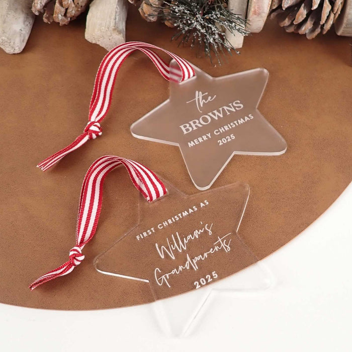 Engraved Acrylic Star Christmas Tree Decoration