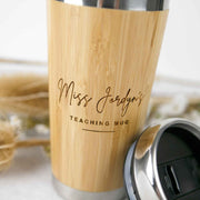 Customised Laser Engraved Bamboo 400ml Travel Mug Teacher's Christmas Gift