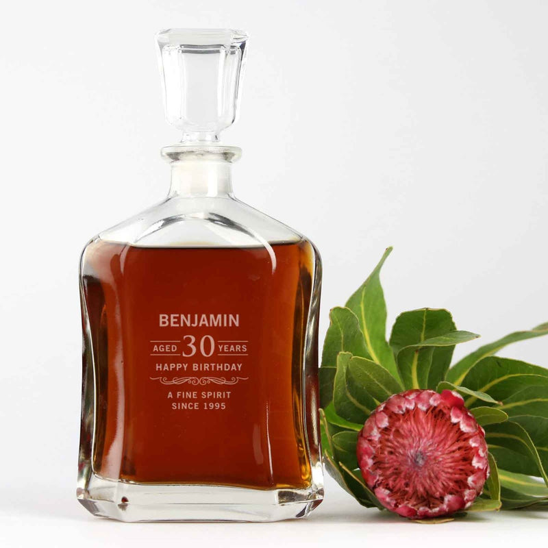 Personalised Engraved Deluxe 30th Birthday Whiskey Decanter Present