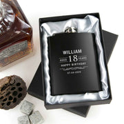 Custom Artwork Engraved Birthday Black Hip Flask Present