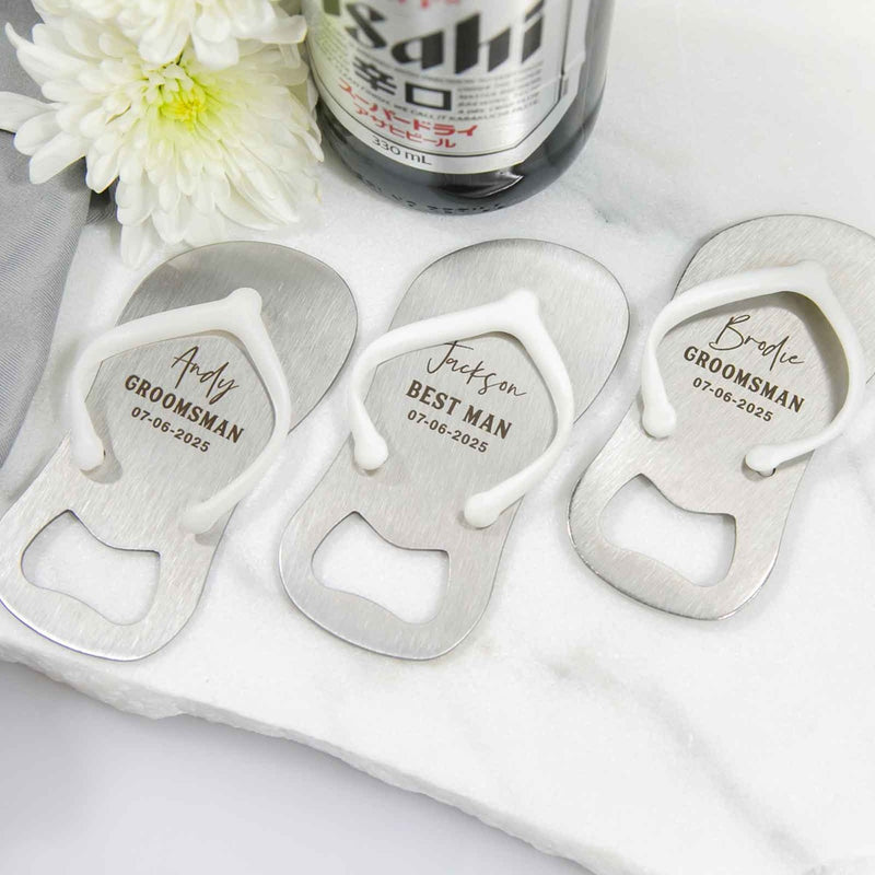 Customised Engraved Name Initials Groomsman Thong Bottle Opener Wedding Gift