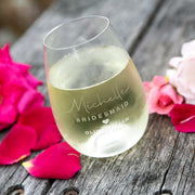 Custom Designed Engraved Maid of Honour Bridesmaid Bride Stemless Wine Glasses Wedding Gift