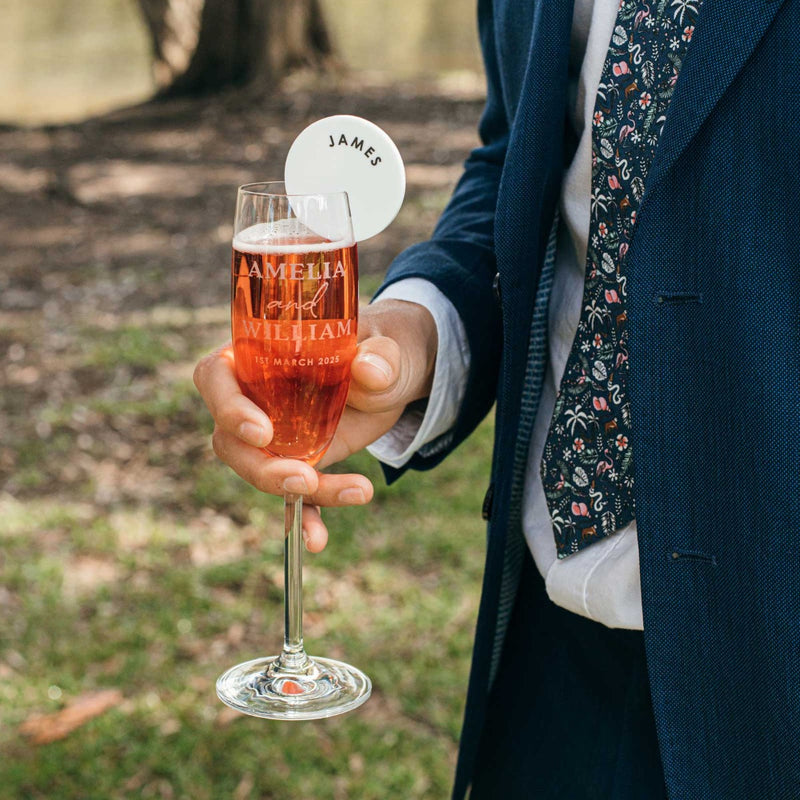 Customised Engraved Bride & Groom Name Wedding 175ml Champagne Glass