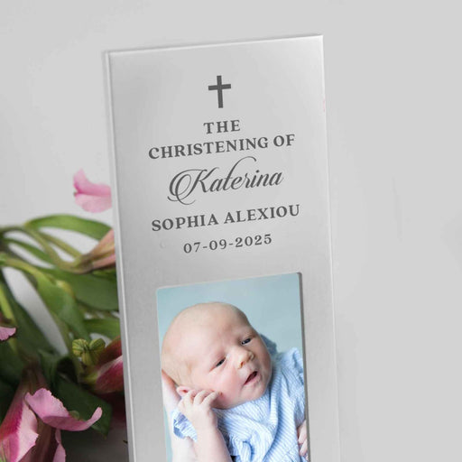 Customised Engraved Baby Girl Announcement Silver Photo Frame