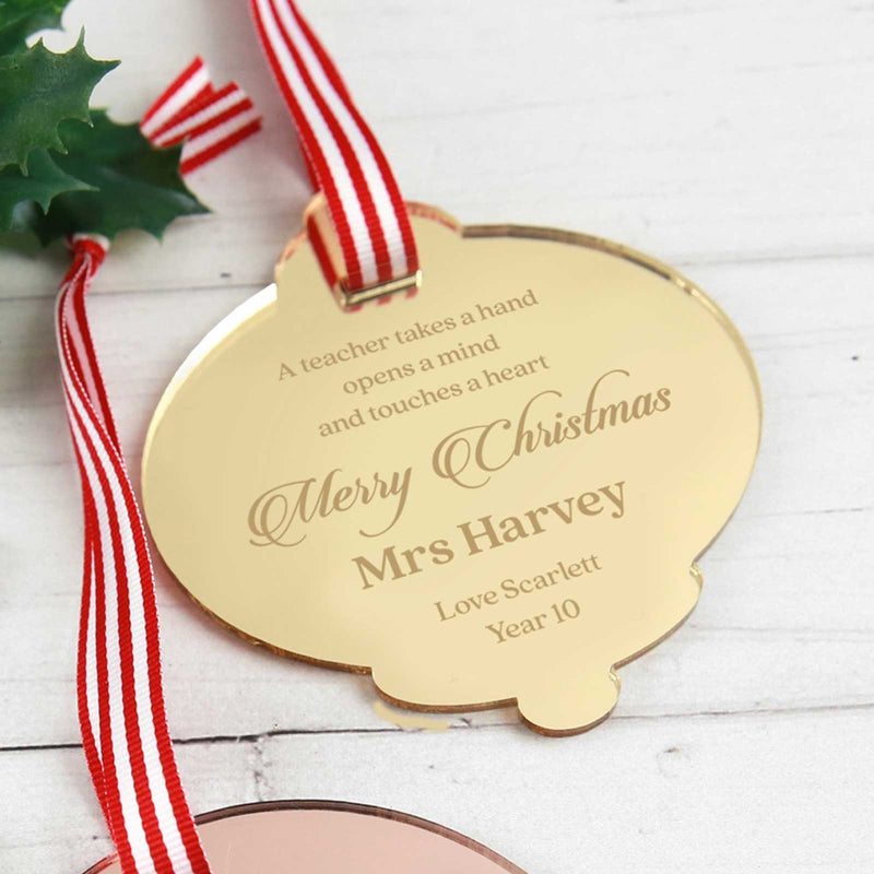 Engraved Mirror Acrylic Christmas Decoration Teacher's Gift