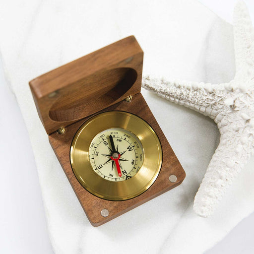 Customised Engraved Name Wooden Box Compass Set