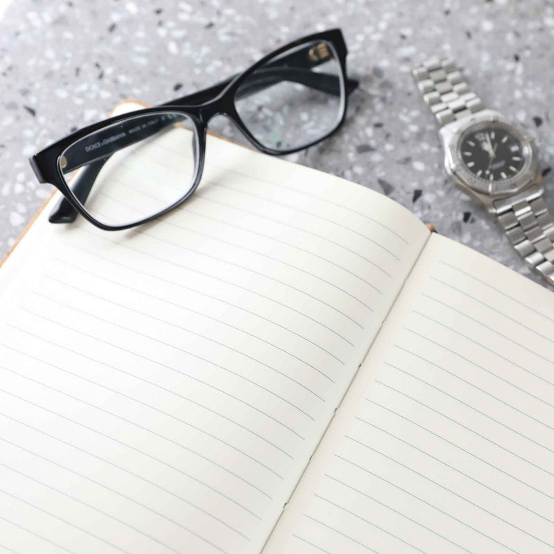 Inside cork notebook