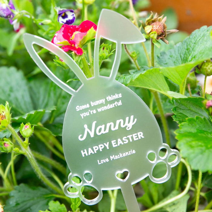 Engraved Clear Acrylic Easter Planter Stick Garden Bed