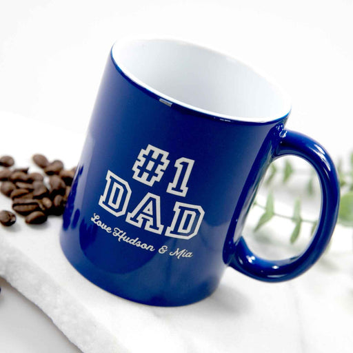 Personalised Engraved Blue, Black & Red Father's Day Mug Present