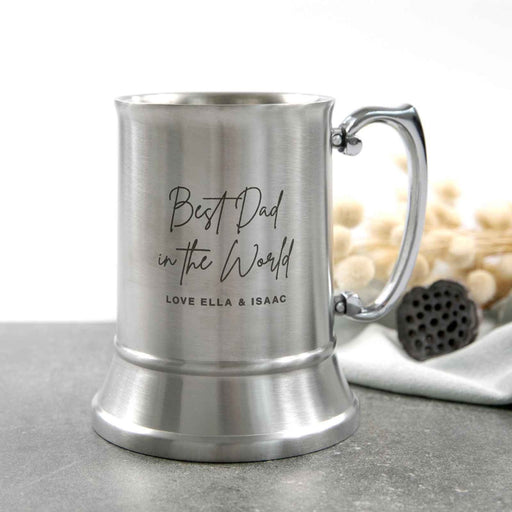 Personalised Engraved Father's Day Silver Metal Beer Stein Mug Present