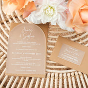 Custom Artwork Engraved Frosted Acrylic Rectangle Wedding Save the Date