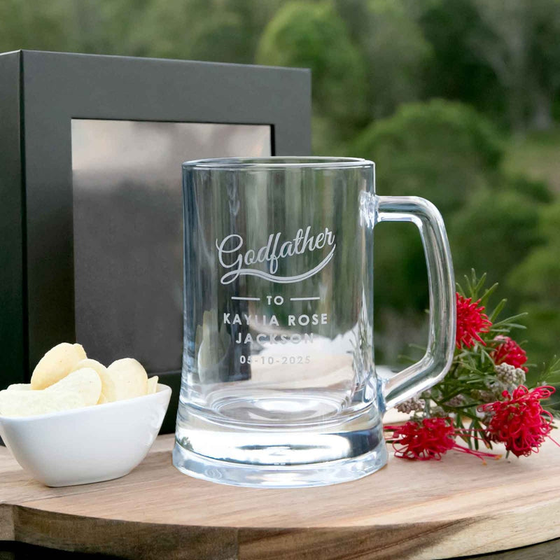 Customised Engraved Godfather Beer Stein Glass Mug
