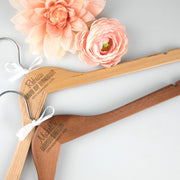 customised engraved wooden wedding dress coat hanger