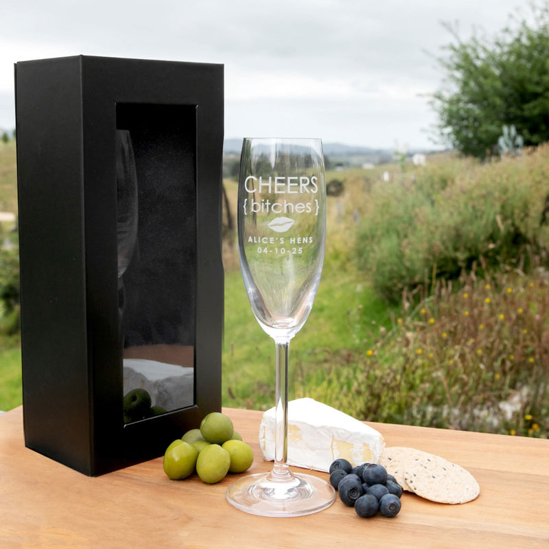 Personalised Engraved Future Mrs Surname Hen's Party Champagne glasses gift