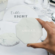 Personalised Engraved Octagonal White Marble Wedding Coaster