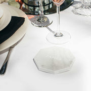 Custom Name Engraved Wedding Guest Octagonal White Marble Wedding Coaster Place Card