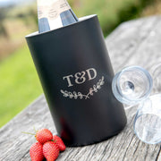 Custom Engraved Monogrammed Black Matte Wine Cooler Birthday Gift