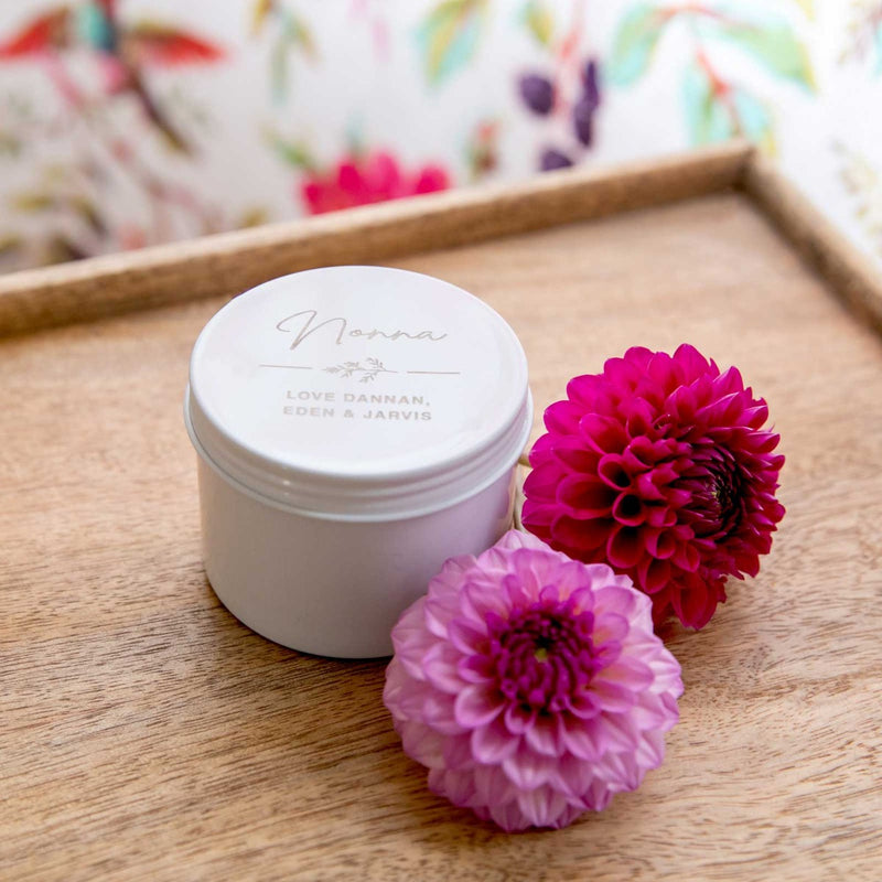 Personalised Engraved Mother's Day Wood Wick Soy Candle White Tin Present