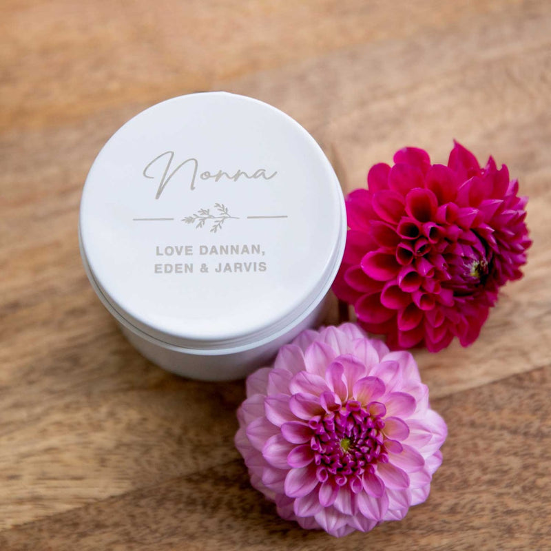 Customised Engraved Mother's Day Wood Wick Soy Candle White Tin Gift