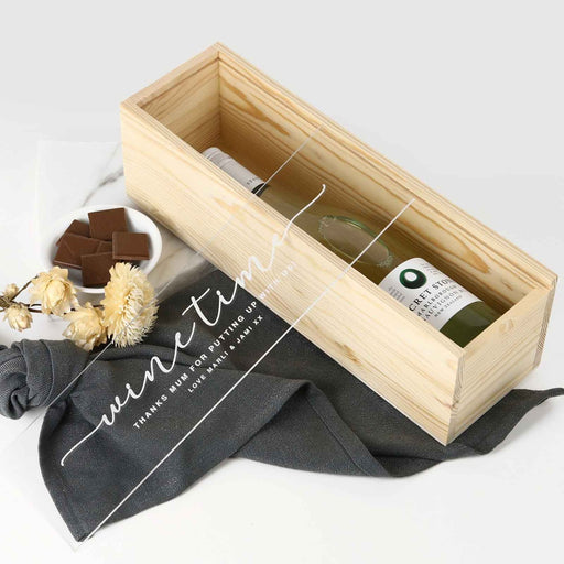 Custom Engraved Wine Wood Box With Clear Acrylic Lid Mother's Day Gift