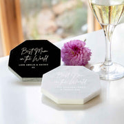 Personalised Engraved White or Black Octagonal Mother's Day Marble Coaster