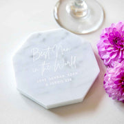 Customised Engraved White Octagon Mother's Day Marble Coaster Present