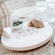Custom Artwork Engraved Round Picnic Basket With Cutting Board Lid