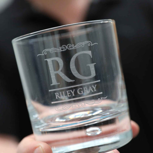 Customised Engraved Monogrammed Name Barware Round Scotch Whiskey Glass Christmas Present