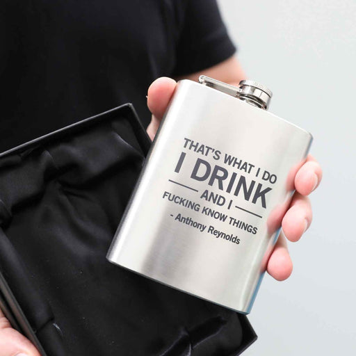 Custom name rude swear hip flask drink holder silver funny gift