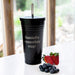Personalised Engraved Black Reusable Smoothie Cup With metal Straw