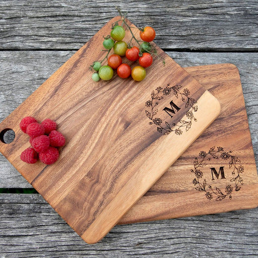Personalised Engraved Twin Set of Wooden Chopping Serving Cheese Rectangle Boards Birthday Gift