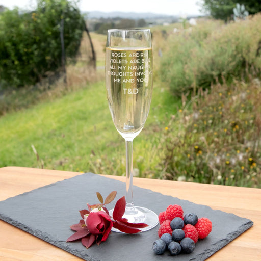Personalised Engraved Valentine's Champagne Glasses