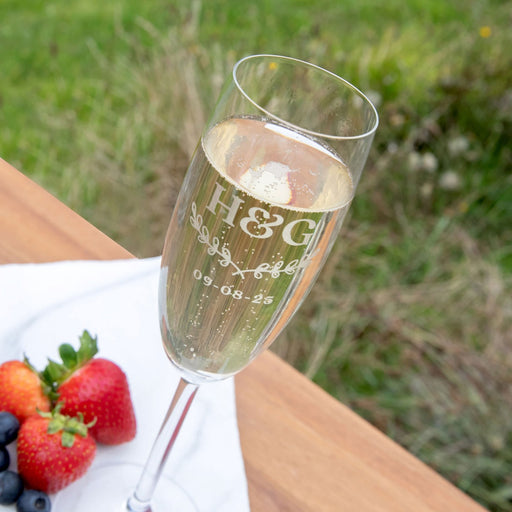 Personalised Wedding Champagne Glass Guest Favour