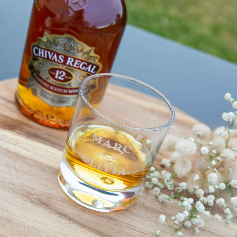 Custom Designed Engraved Groomsman Round Whisky Glass Gift