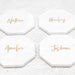 Personalised Engraved Gold Name White Marble Wedding Placecard coaster